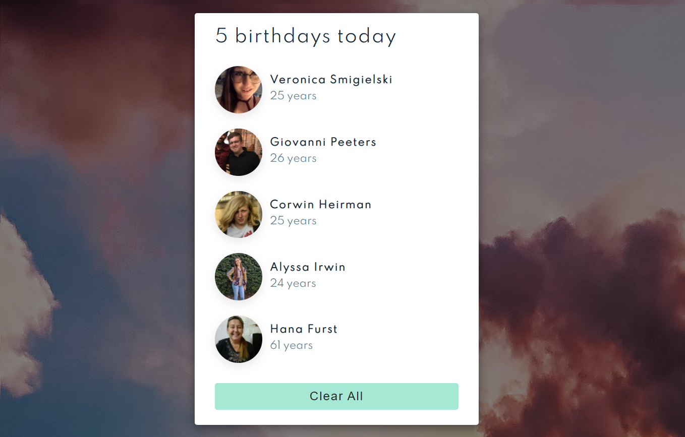 Birthday Tracker Project Preview